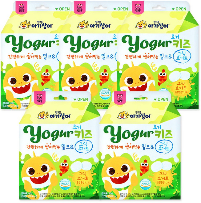 핑크퐁 아기상어 요거키즈 밀크&그릭요거트 캔디, 5개, 40g