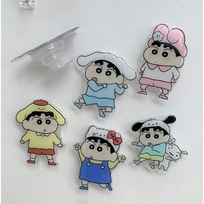 짱구 산리오 모자 캐릭터 그립톡 스마트톡 휴대폰 거치대, 1개, 폼푸모자짱구