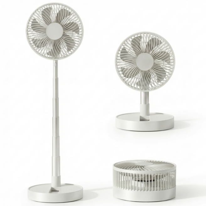 마술사 무선 접이식 탁상용 선풍기 타이머 자동회전 길이조절가능 무소음, 화이트, F46D
