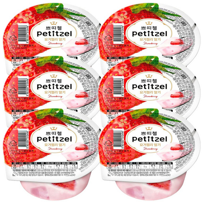 쁘띠첼 요거젤리딸기 냉장젤리, 210g, 6개
