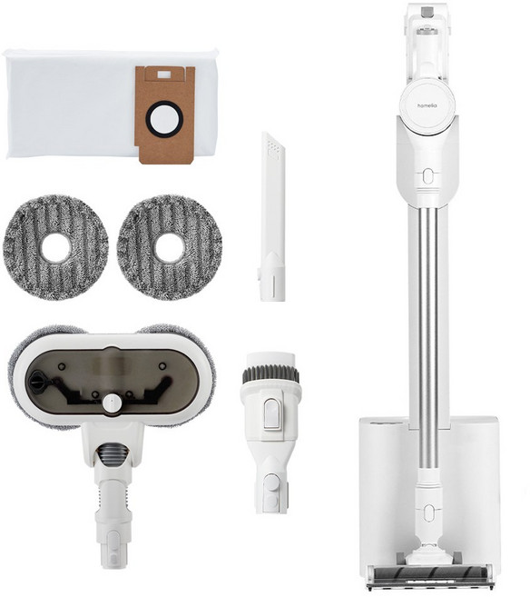 홈리아 BLDC 자동먼지비움 차이슨 더스트제로 타워 무선청소기 + 물걸레 브러시 세트 H9, pure white, 1.H9