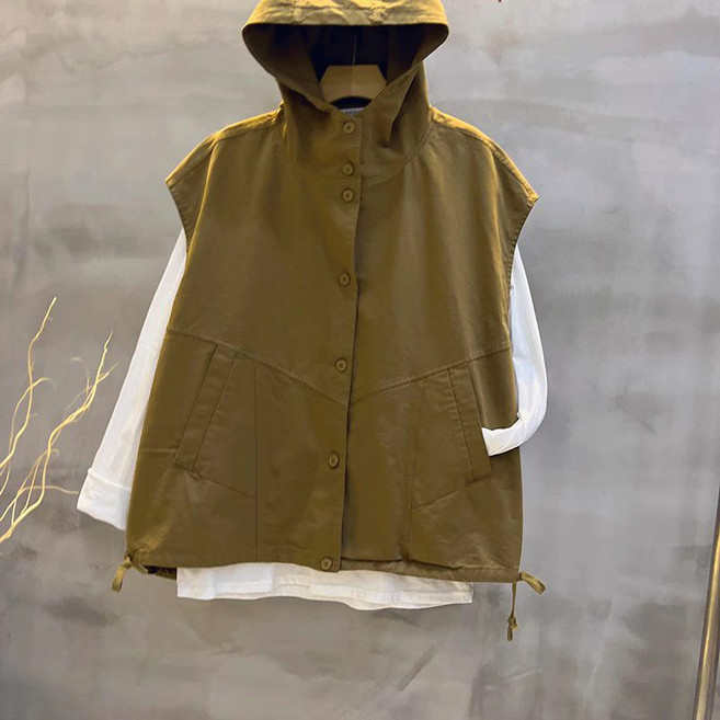 여성 루즈핏 캐주얼 조끼 베스트 빅사이즈 민소매 후드점퍼 후드 베스트