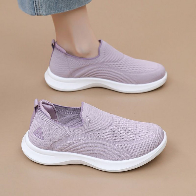 ROYALBELLE 여성 니트 슬립온 운동화 라운드토 쿠션감 두꺼운 밑창 데일리 워킹화 B06012764