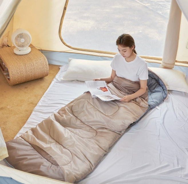 아이레노 야외 캠핑침낭 사계절용 차박 캠핑 등산 백패킹 머미형 침낭, 1개, 브라운(2.4kg)