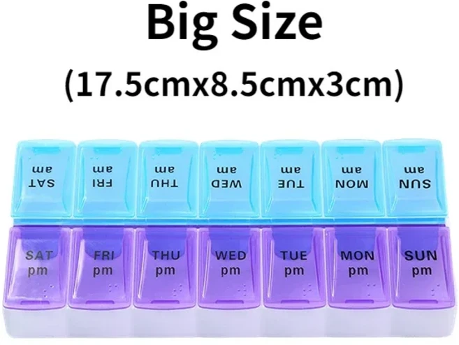 14 그리드 주간 알약 주최자 7일 하루 2회 케이스 휴대용 상자 컨테이너 보관 비타민 생선 기름, 12 NO.8
