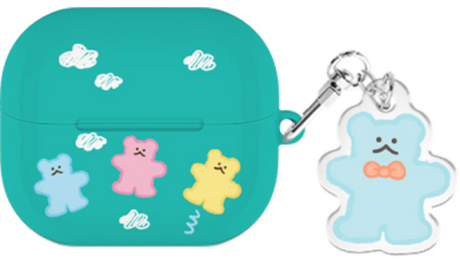 구미베어 버즈라이브/버즈3/버즈3프로 하드 케이스 +아크릴 키링 세트, 구미베어_스카이, 버즈3/버즈3프로(공용)