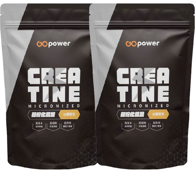 GOpower 果果能量 微粉化一水肌酸 冰糖雪梨風味, 420g, 2個