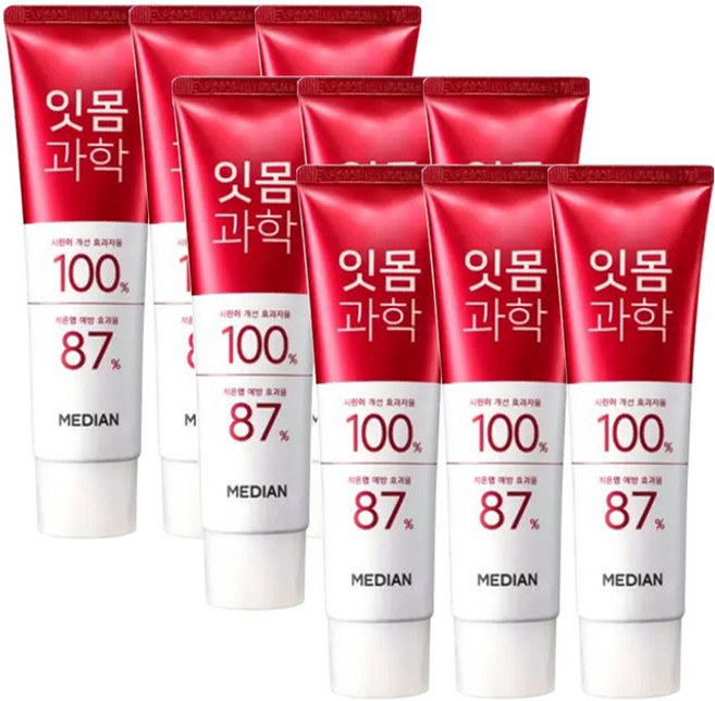 메디안 잇몸과학 치약 스트롱민트 120g 3입 3개 /시린이, 9개