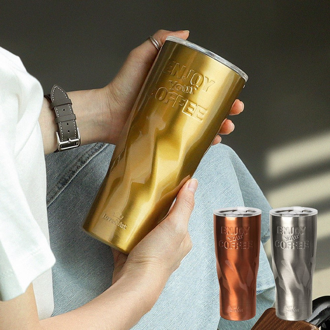 슬라이드 뚜껑 보온보냉 진공 스텐 텀블러 3color, 아이리스 텀블러 700ml (브론즈), 1개, 700ml