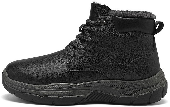 男士高筒保暖登山靴：絨毛內裡、加厚耐磨鞋底、防潑水戶外登山鞋