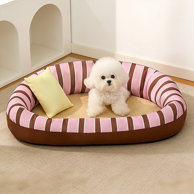 이후쿠 강아지 여름 방석 돗자리 커버분리 고양이 쇼파 쿠션 세트, 1개, 핑크