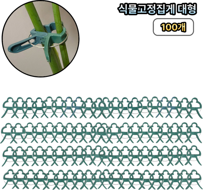 힘찬쇼핑 [ 100개묶음 ] 식물고정집게 줄기고정대 소형 대형 지지대, 단일 - 대형, 1세트