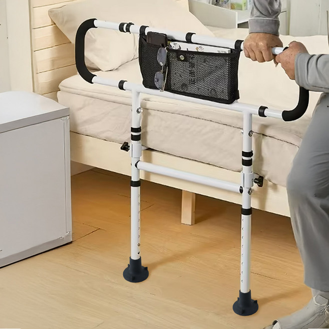 호호케어 프리미엄 침대 안전가드 길이조절 침대난간 흡착 고무 노인 안전바, 화이트