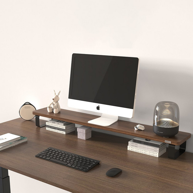 롱코 듀얼 모니터받침대 모니터선반 1200 23T, 월넛