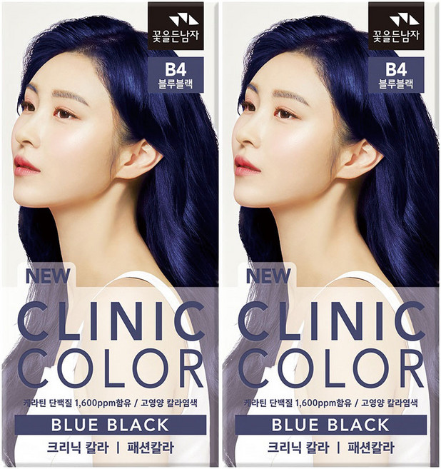 꽃을든남자 크리닉 컬러 염색약, 2개, 블루블랙