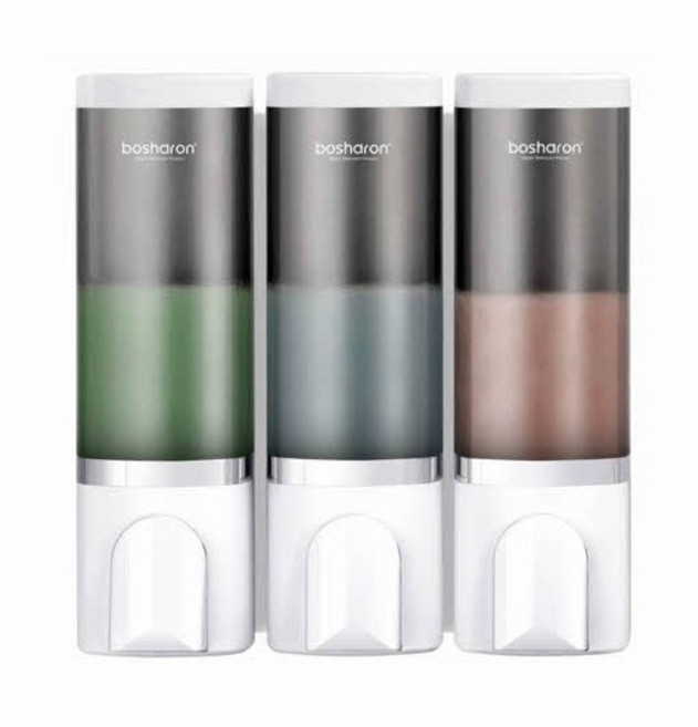 호텔 욕실 디스펜서 무타공 주방 샴푸통 고급 물비누 벽걸이 500ml, 3개, 루미스 화이트