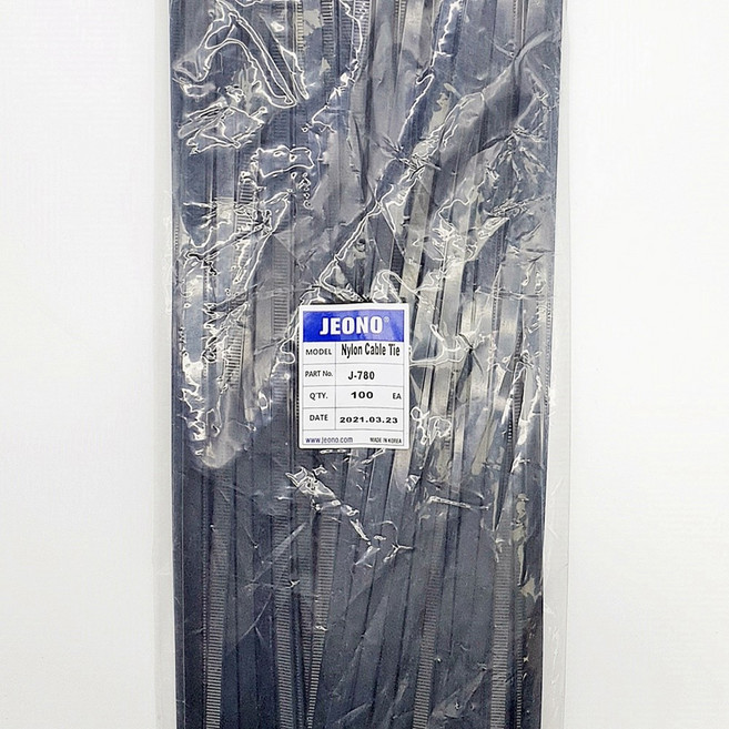 국내생산 전오전기 케이블 타이 백색 흑색 전선정리 선정리 케이블정리 100MM 140MM 200MM 270MM 300MM 370MM 450MM 540MM 780MM 940MM, 1개