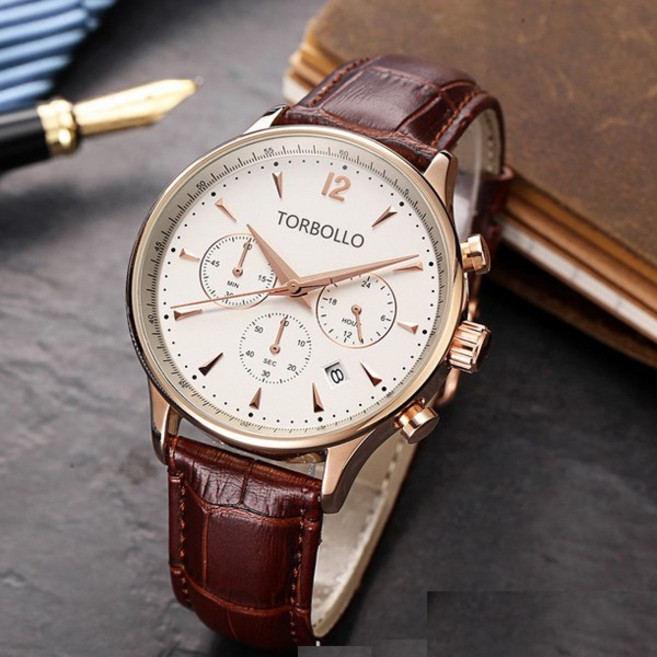 위드에이 남성 손목시계 가죽밴드 3기압 방수 쿼츠시계 스탑워치 날짜표시기능 소가죽밴드 비즈니스 정장 아날로그 남자시계