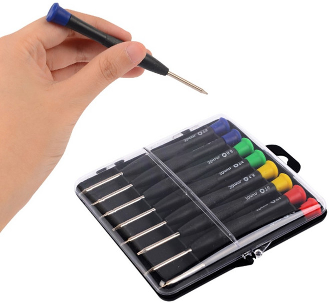 미세 드라이버 배터리교체 별모양 별 나사 작은 8개, 1개