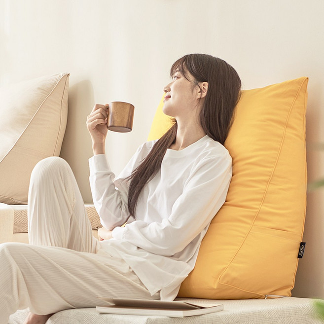 닥터바로 방수 삼각 등받이쿠션 침대 헤드 쇼파 의자 허리 대형 등쿠션, 아이보리