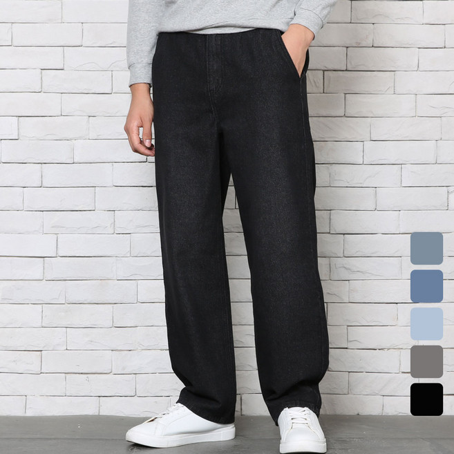 위드진 남성청바지 사계절 세미와이드 5컬러 뒷밴딩 데님