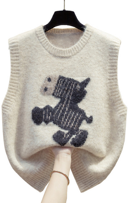 COSYEVNO 여성 니트 조끼 춘추 빅사이즈 루즈핏 패션 캐주얼 라운드 민소매 나시 lyjzzbx-12