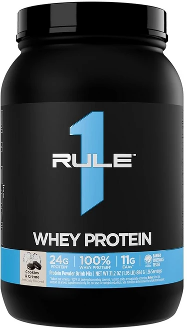 규칙 1 유청 단백질 운동 또는 언제든지 사용할 수 있는 자연 발생 EAA 및 BCAA가 함유된 모든 소스의 24g 속효성 (2파운드* 초콜릿 퍼지), 쿠키 & 크림, 5 Pounds* - 쿠팡