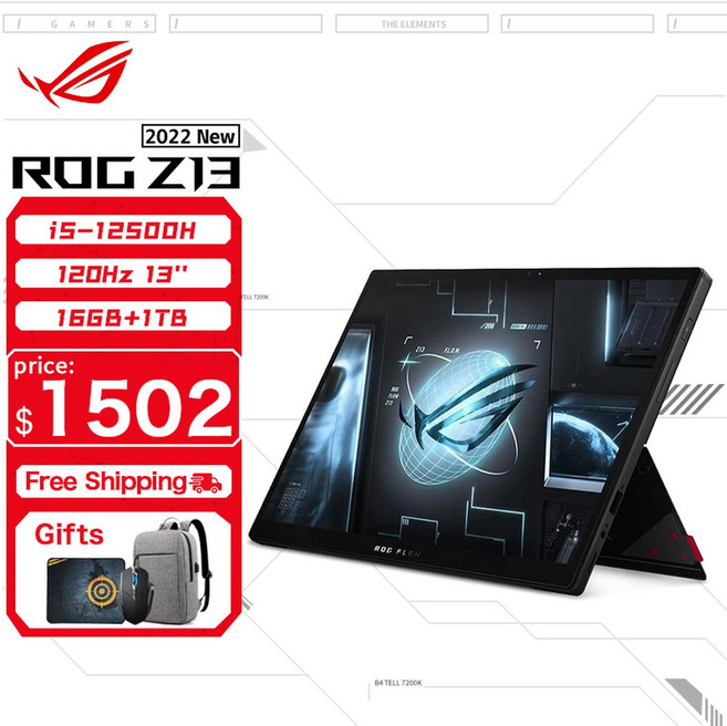 ASUS ROG FLOW 화면 16G 인치 12900H RTX3050TI 인텔 13 컴퓨터 RAM SSD 4GB 게임용 스포츠 코어 1T 노트북 Z13 I9 4K, GZ301ZA12500