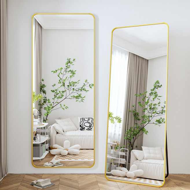 뷰티피크 전신거울 3in1 스탠드 벽걸이 거치형 강화안전유리 600*1650, 골드