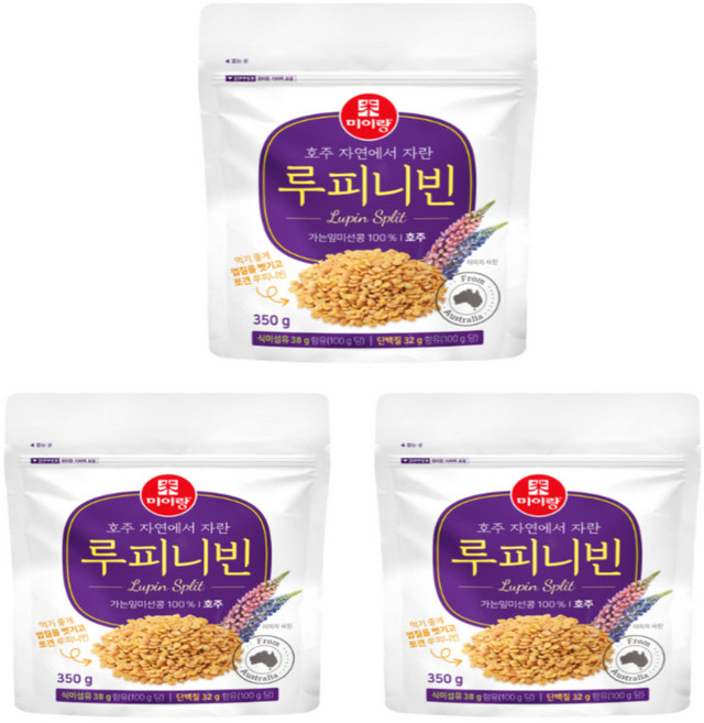 두보식품 루피니빈 350g 3팩 콩 식이섬유 단백질 슈퍼푸드 가정용 업소용 선물 곡물 간식 밥 자취, 3개