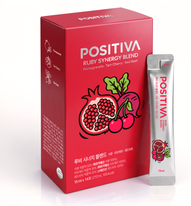 포지티바 루비 시너지 블렌드 석류 타트체리 레드비트, 14개, 15ml