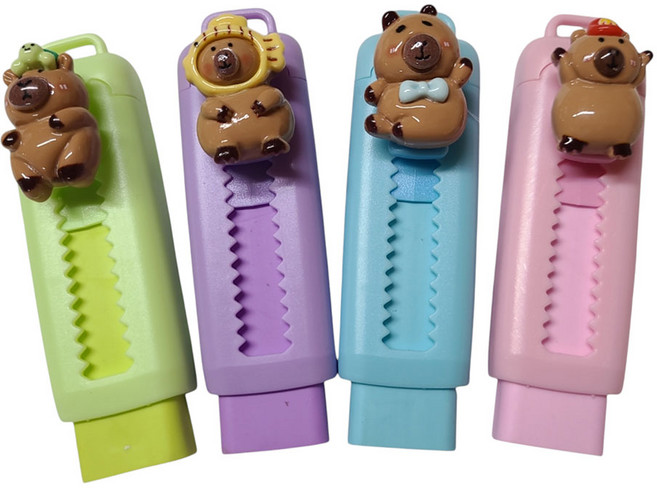 카피바라 잘지워지는 지우개 슬라이드 캐릭터 지우개 4종, 1개