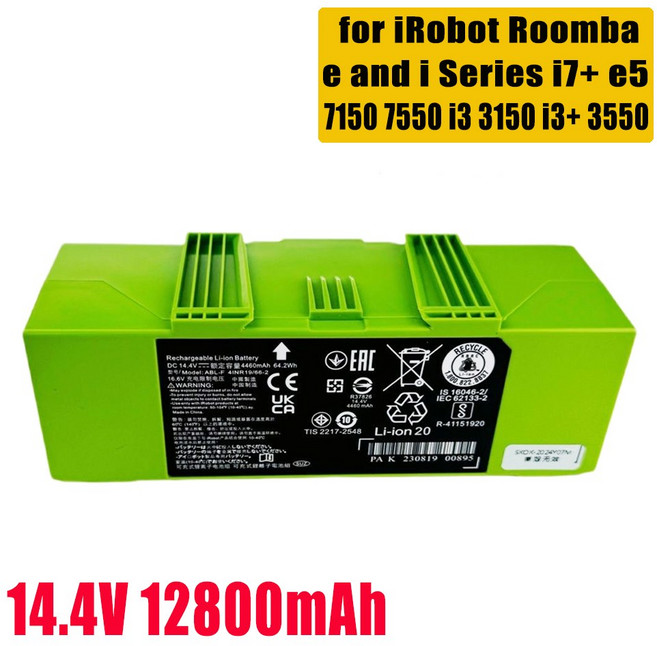 14.4V 12800mAh ABL-F 진공청소기 배터리 (아이로봇 룸바 I8 I8+ I7 I7+ 7150 7550 7558 7156 7158 E5 E5150 E5154 E5152, 03 12800mAh