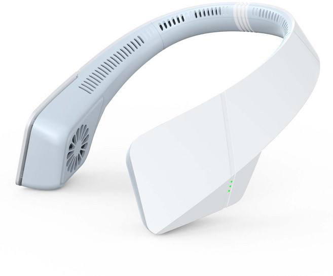 목에착 선풍기 날개없는 휴대용 미니 목걸이형 넥밴드 선풍기 캠핑용 USB 선풍기, 블루화이트