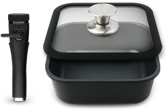 러브쿡 인덕션 사각 냄비 프라이팬 멀티핸들 3p세트, 1세트, 20cm, 블랙