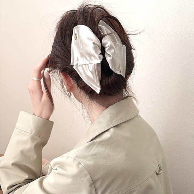 나오유 리본 집게핀 새틴 대왕 올림머리 헤어 클립 바나나핀