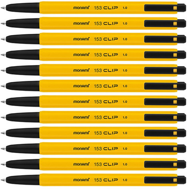 모나미 153 클립 볼펜 1.0mm, 흑색, 12개