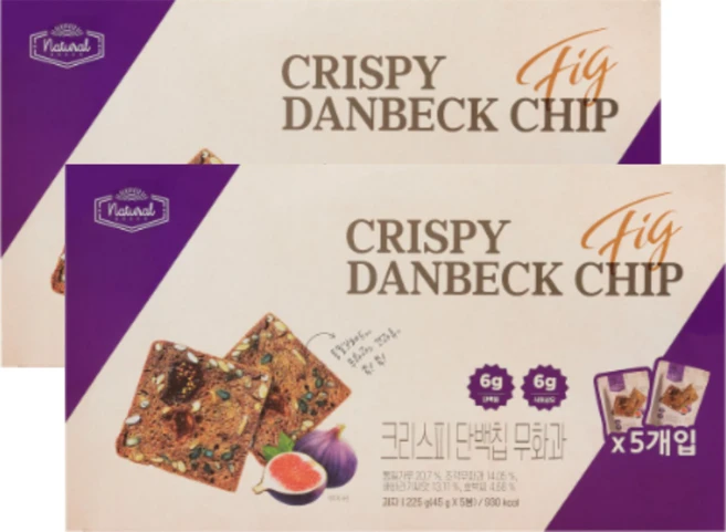 New 크리스피 단백칩 무화과 5입, 225g, 2개 - 쿠팡