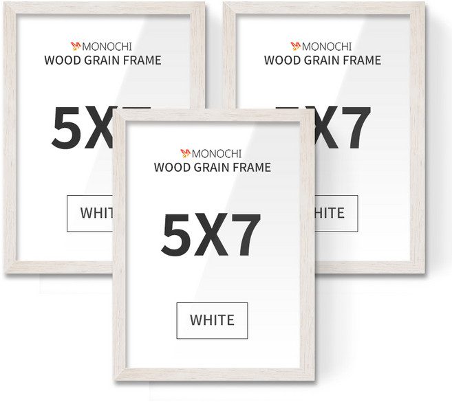 모노치 우드그레인 인테리어 액자, 화이트, 3개