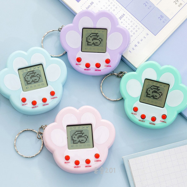 미니펫 키우기 게임기 4개입 핑크x1p 블루 x1p 그린x1p 퍼플x1p 다마고치 애완동물 휴대용 키링