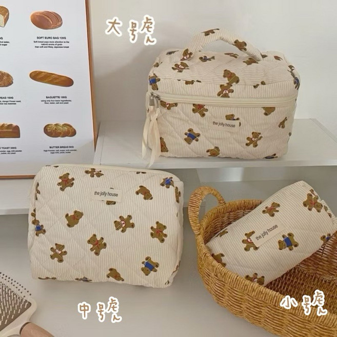 化妝袋 大容量 筆袋 洗漱袋 收納袋 文具袋 G96001, 條紋小熊,小號/18*6*9cm, 1個