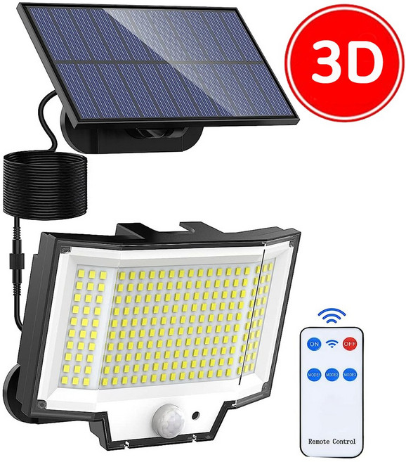 라이프엔 3D 와이드 200구 패널분리형 정원등 LED 태양광 가로등 태양열 야외조명, 혼합색상