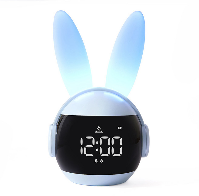 PYHO 무드등 자명종 조명 탁상 디지털 무소음 LED 무드등 탁상 장식 알람 시계, 푸른 색