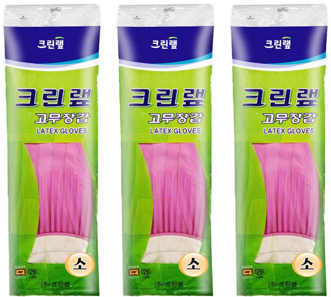 크린랲 고무장갑, 핑크, 소(S), 3개