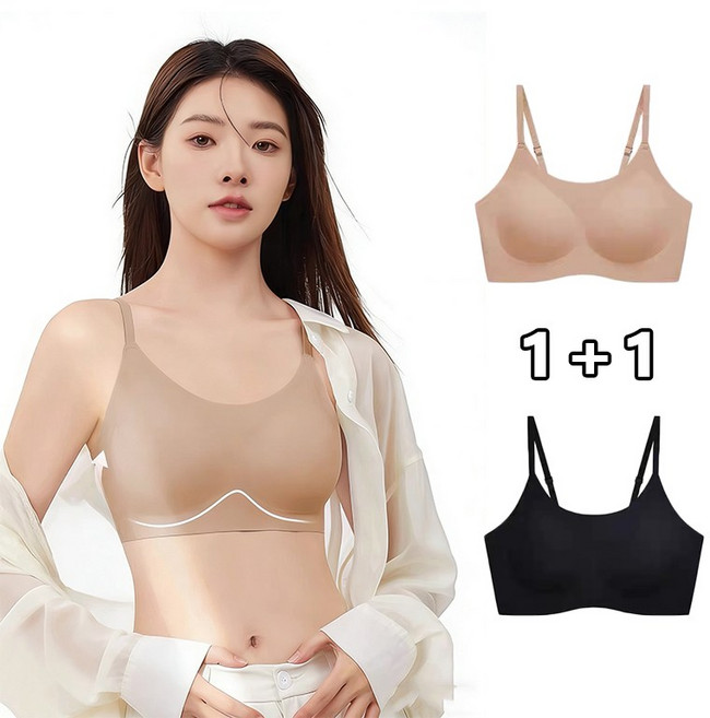 BIKASU 여성 노와이어 브라 심리스 브라탑 편한 스포츠브라 1+1