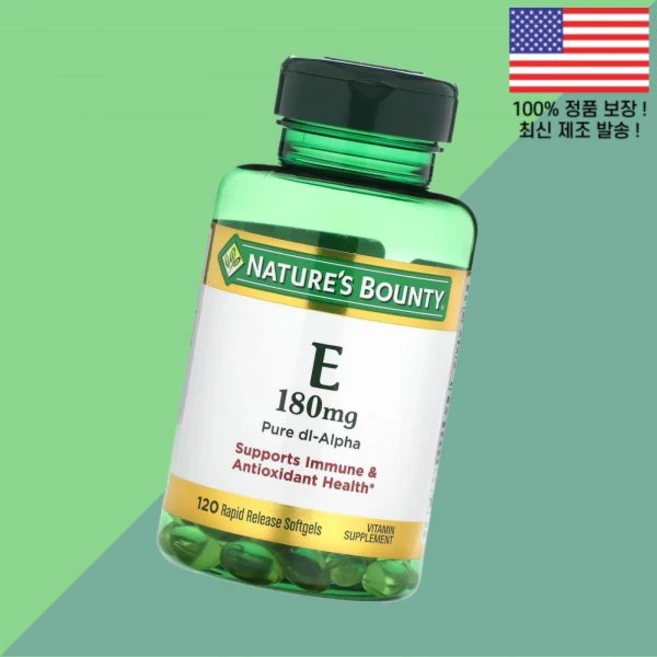 네이처스 바운티 비타민E 비타민이 180mg 속방정 소프트젤 캡슐 120정 Nature's Bounty Vitamin E 120 Rapid Release Softgels, 1개 - 쿠팡