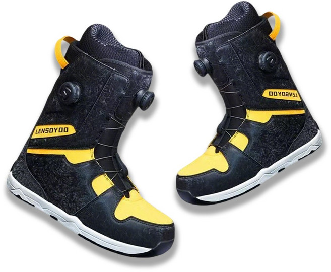 보드부츠 BOA 시스템 남녀공용 프리스타일 파크 카빙 방수 방한 미끄럼방지 스노우보드화, 1개, 옐로우