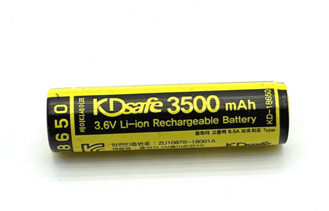 KDsafe 정품 18650 리튬이온 배터리 건전지 충전지 6A 고출력 3500mAh, 1개, 1개입