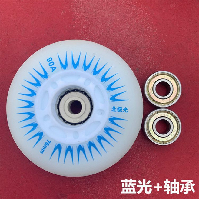 인라인발광휠 스케이트 바퀴 LED 베어링포함 레인보우, 발광휠(블루라이트)직경76mm+베어링, 1개