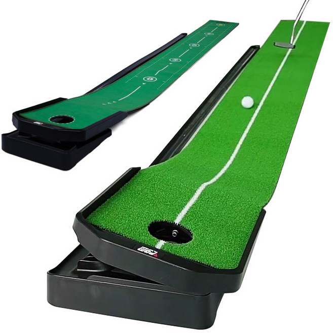 피지엠코리아 PGM 골프 경사조절 자동리턴 퍼팅 연습 매트 실내 3m, 소프트기모, 1개